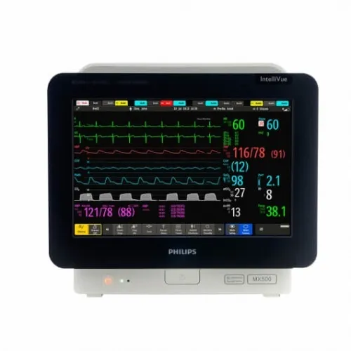 Philips IntelliVue MX500 Philips IntelliVue MX500 — прикроватный монитор пациента с 12-дюймовым сенсорным экраном