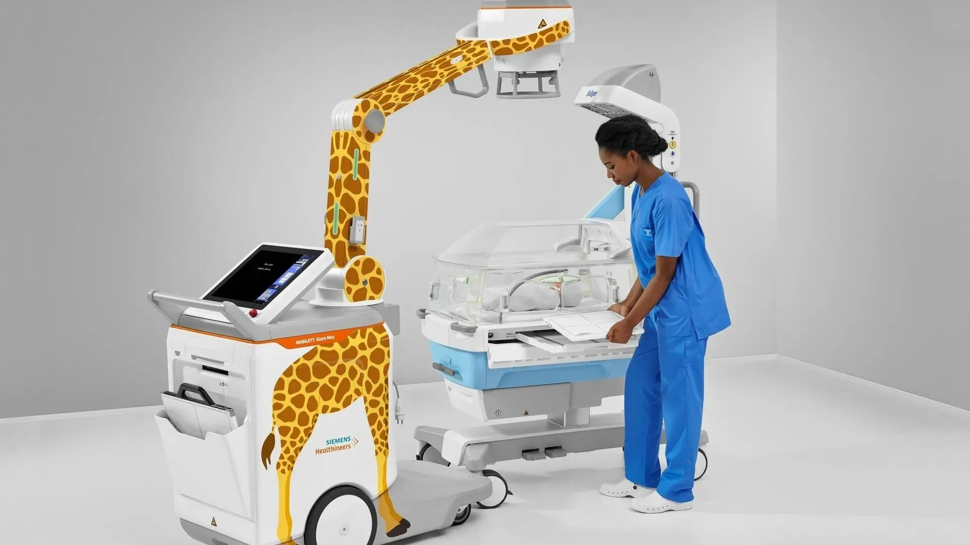 Siemens Mobilett Elara Max Педиатрическая версия Siemens Mobilett Elara Max с дизайном в виде жирафа для комфорта детей